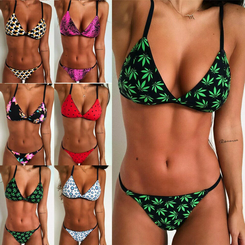 2020 metų Vasaros Seksualus Moterų Gėlių Spausdinti Bikini Rinkiniai, Push-up Paminkštinta Liemenėlė maudymosi kostiumėlį, maudymosi Kostiumėliai, Maudymosi Kostiumą, Gėlių Paplūdimio Kostiumas 2