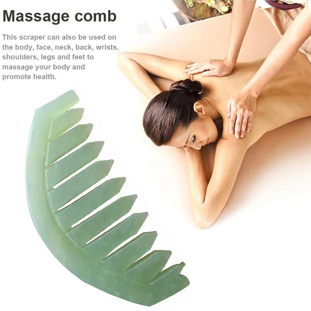 Jade Masažas Šukos Galvos Massager Plaukų Šepetys Gua Sha Valdybos Akmens Kūno Masažas Šepečiu Galvos Massager Meridian Šukos Plaukų Gydymas 4