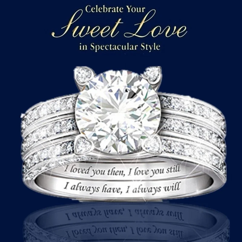Klasikinis, Prabangus Mišraus Stiliaus Blizgus Baltas Cirkonis Crystal Žiedą, Moterims Šalis, Vestuvių, Sužadėtuvių Aukštos Kokybės Moterų Žiedas Papuošalai 0