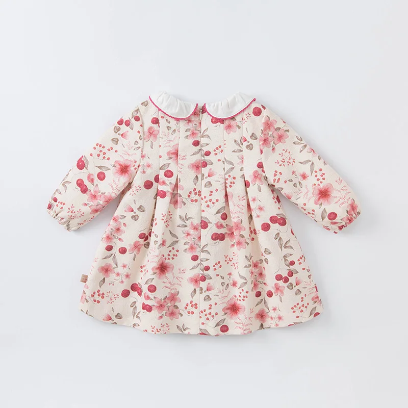 DB19023 dave bella rudenį baby girl mielas lankas gėlių spausdinti suknelė vaikų mados šalis suknelė vaikams kūdikiams lolita drabužiai 3