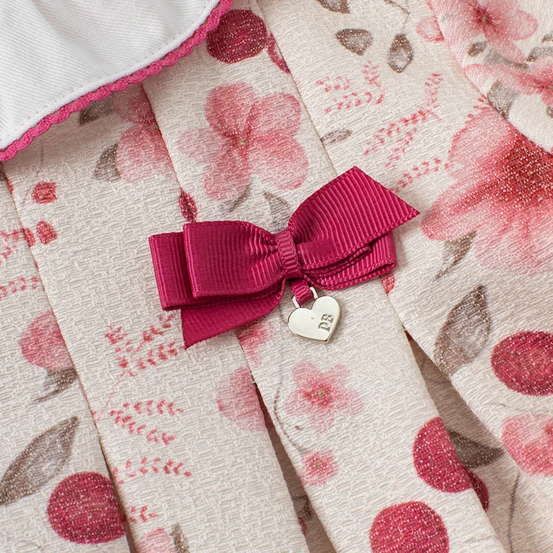 DB19023 dave bella rudenį baby girl mielas lankas gėlių spausdinti suknelė vaikų mados šalis suknelė vaikams kūdikiams lolita drabužiai 4