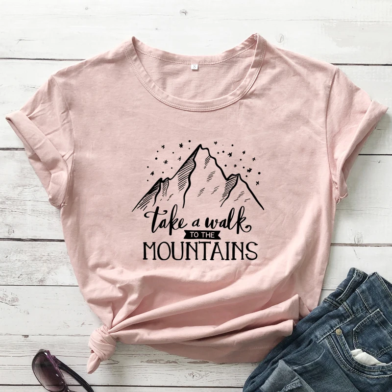 Pasivaikščioti Į Kalnus T-shirt Estetinės Unisex Trumpas Rankovės Pėsčiųjų Marškinėlius Atsitiktinis Moterų Nuotykių Grafinis Tees Viršūnės 3