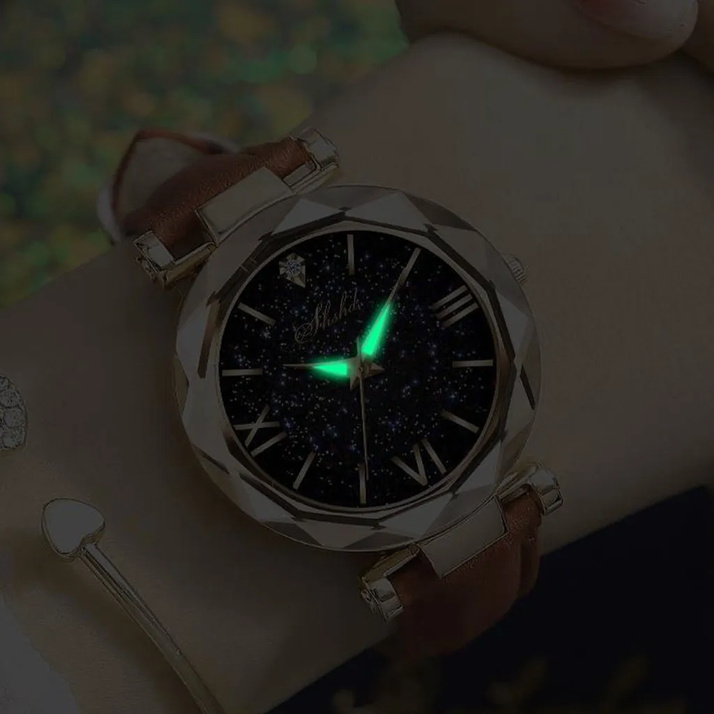 Moteriški laikrodžiai Ponios mados Spalvingas odos kalnų krištolas kvarcinis analoginis žiūrėti Moterų Diržo Žiūrėti Laikrodis Merginos Laikrodis dovanos 5