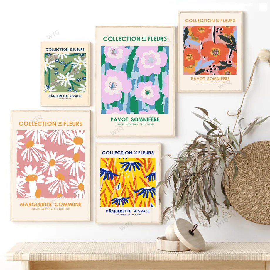 WTQ Drobės Tapybos Retro Plakato Marguerite Gėlių Rinkoje, Laukinių Augalų Šiaurės Plakatai Matisse Sienos Nuotraukas Gyvenimo Kambario Dekoro 0