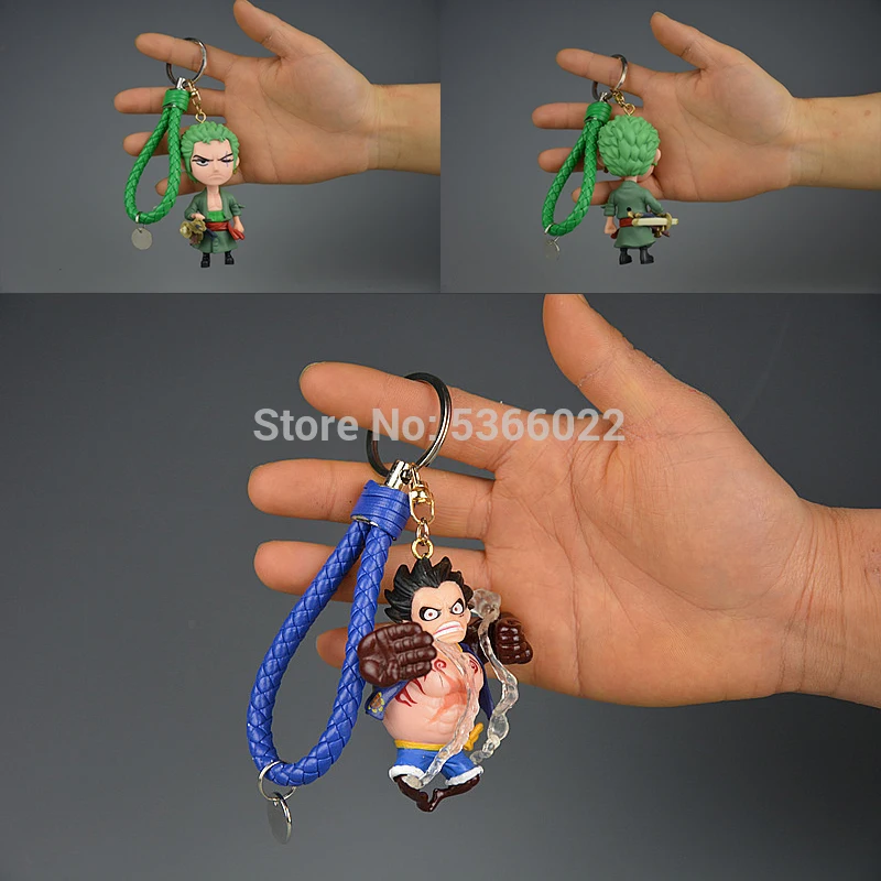 3D PVC Keychain Veiksmų Vienas Gabalas Luffy Zoro Sanji Paveikslas Modelis, Žaislų Krepšys Pakabukas Vienas Piec Anime Pav Key Finder Gerbėjų Dovanos 4