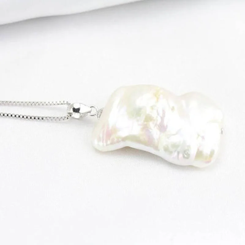 Balta didelių baroko perlas pakabukas,didžiulis jumbo flameball perlų vėrinį,didelis nucleated bolidas perlų vėrinį 3