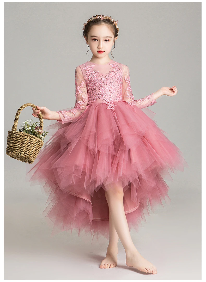 Vaikai Inscenizacija Vakare Chalatai China Ilgai Nėrinių Kamuolys Suknelė Gėlių Mergaičių Suknelės Vestuvėms Šalis, Pirmosios Komunijos Suknelės Mergaitėms 1
