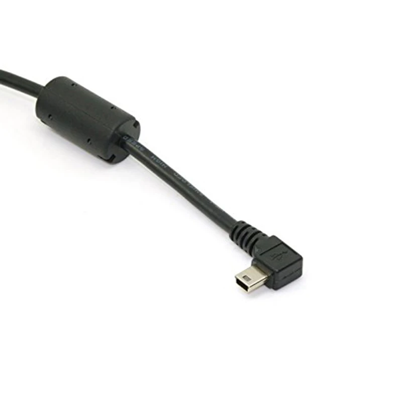 Mini USB B Tipo 5pin Vyrų Dešinę Kampu 90 Laipsnių USB 2.0 Male Duomenų Kabelis su EMI Ferito šerdimi 5 Metrų 3