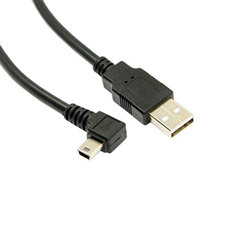 Mini USB B Tipo 5pin Vyrų Dešinę Kampu 90 Laipsnių USB 2.0 Male Duomenų Kabelis su EMI Ferito šerdimi 5 Metrų 4