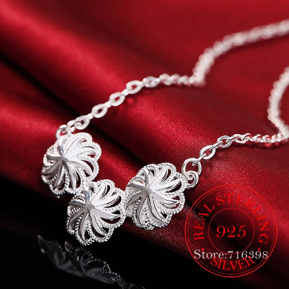 925 Sterlingas Sidabro Fine Jewelry Derlius Europoje Gėlių Ilgos Grandinės Pakabukas&Karoliai Sterlingas sidabro Juosta Choker Karoliai Moterims 1