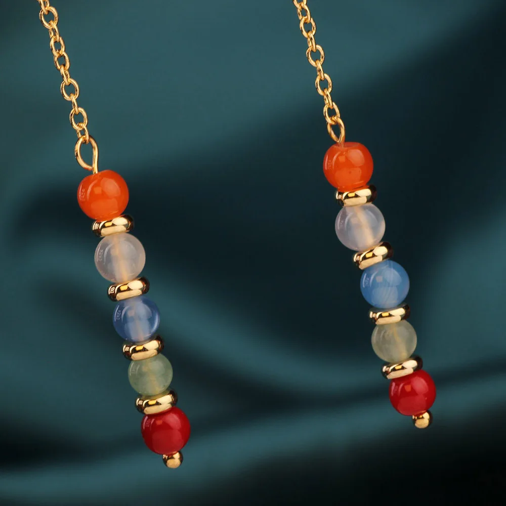 Mados Gėlo vandens perlų Vintage auskarai kelių spalvų gamtos akmenys, auskarai Etninės Papuošalai moterims 2
