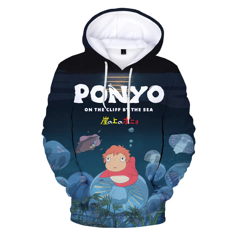 Anime Ponyo ant Uolos 3D Spausdinimo Hoodie Palaidinės Harajuku Streetwear Animacinių filmų Hoodies Vyrai Moterys Mados Atsitiktinis, Kietas Megztinis 1