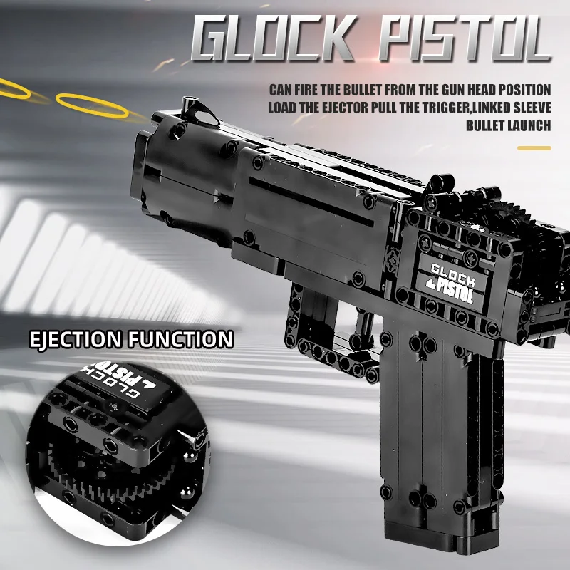 PELĖSIŲ KARALIUS 14008 Block Gun Žaislų, Kad Glock Automatinis Pistoletas Modelio Kūrimo Bloką Asamblėjos aukštųjų Technologijų Plytų Vaikams Kalėdų Dovana 0