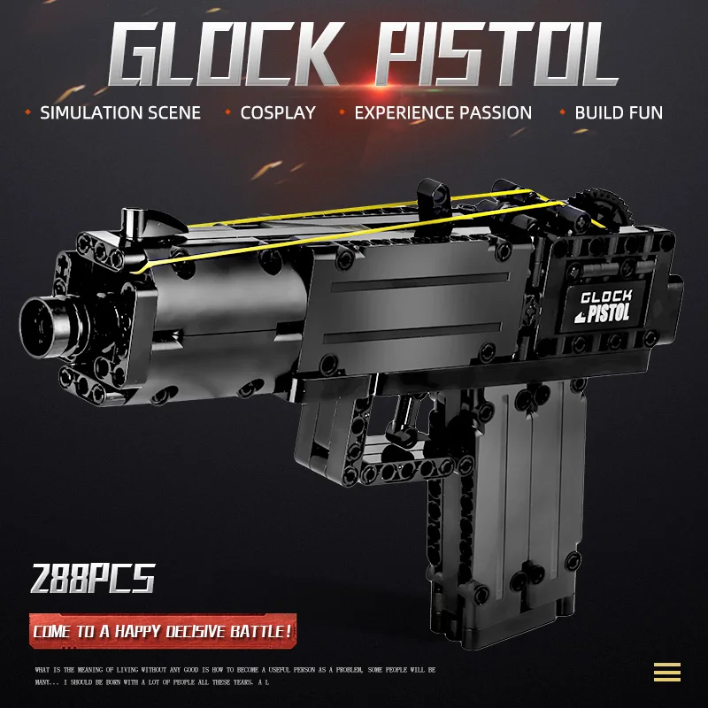 PELĖSIŲ KARALIUS 14008 Block Gun Žaislų, Kad Glock Automatinis Pistoletas Modelio Kūrimo Bloką Asamblėjos aukštųjų Technologijų Plytų Vaikams Kalėdų Dovana 1