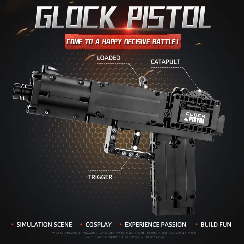 PELĖSIŲ KARALIUS 14008 Block Gun Žaislų, Kad Glock Automatinis Pistoletas Modelio Kūrimo Bloką Asamblėjos aukštųjų Technologijų Plytų Vaikams Kalėdų Dovana 2