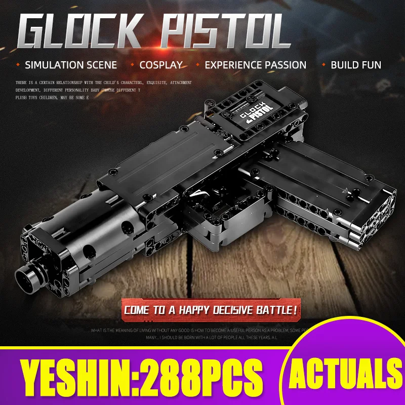 PELĖSIŲ KARALIUS 14008 Block Gun Žaislų, Kad Glock Automatinis Pistoletas Modelio Kūrimo Bloką Asamblėjos aukštųjų Technologijų Plytų Vaikams Kalėdų Dovana 3