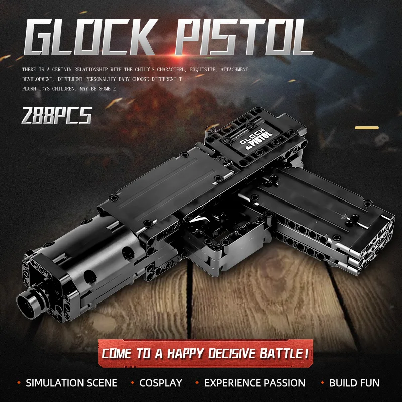 PELĖSIŲ KARALIUS 14008 Block Gun Žaislų, Kad Glock Automatinis Pistoletas Modelio Kūrimo Bloką Asamblėjos aukštųjų Technologijų Plytų Vaikams Kalėdų Dovana 4