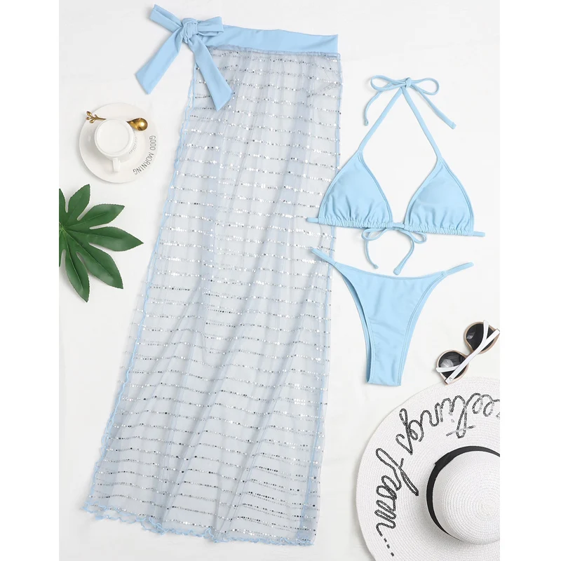 Be-X Akies sijonas 3 gabalus nustatyti, Mėlyna bikini 2021 Apynasrio maudymosi kostiumėlį moterų plaukimo kostiumas Trikampis maudymosi kostiumėliai moterims Seksualus maudymosi kostiumas 2