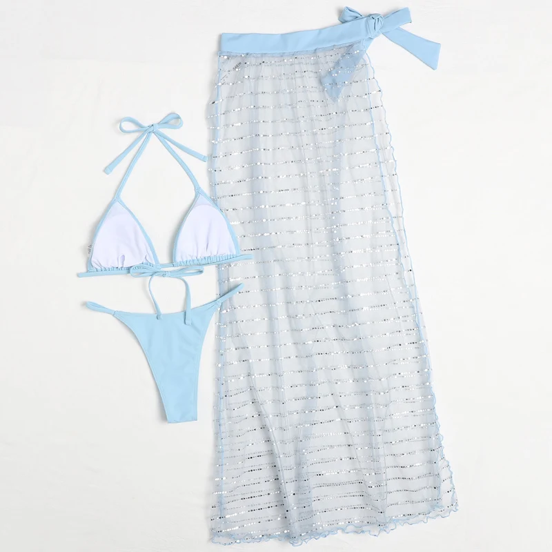 Be-X Akies sijonas 3 gabalus nustatyti, Mėlyna bikini 2021 Apynasrio maudymosi kostiumėlį moterų plaukimo kostiumas Trikampis maudymosi kostiumėliai moterims Seksualus maudymosi kostiumas 4