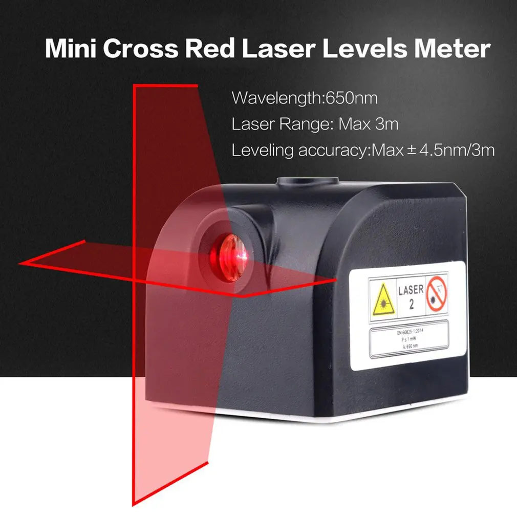 Borbede Nešiojamas Mini Kryžiaus, Raudonojo Lazerio Lygio Matuoklis 2 eilutė 1 punkte 650nm Niveliavimo prietaisas su LED indikatorius Magnetas fiksacija 1