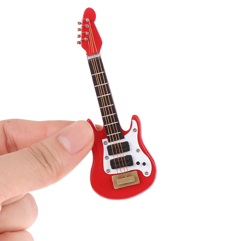 1:12 Miniatiūriniai Lėlių Muzikos instrumentų Elektrinė Gitara Vaikams Mokytis Švietimo Muzikinis Žaislas Namų Dekoro 2
