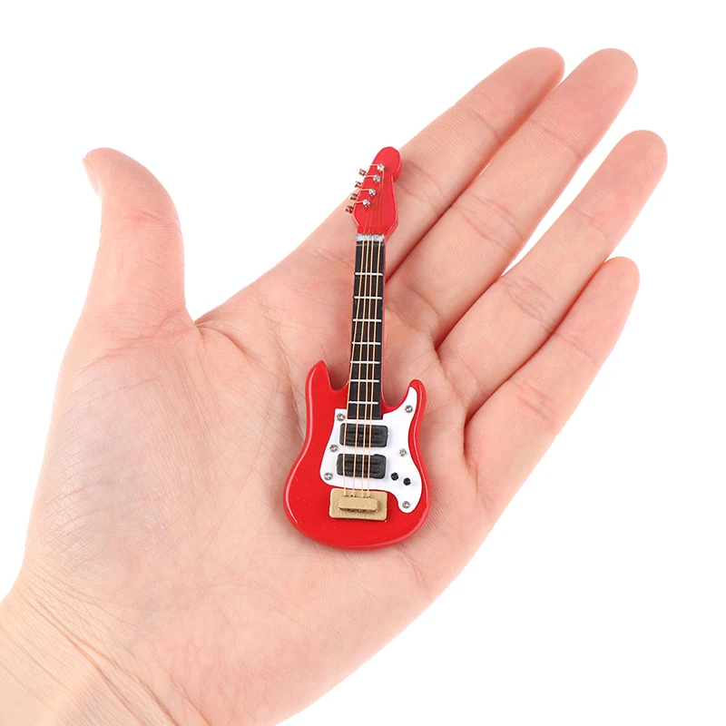 1:12 Miniatiūriniai Lėlių Muzikos instrumentų Elektrinė Gitara Vaikams Mokytis Švietimo Muzikinis Žaislas Namų Dekoro 3