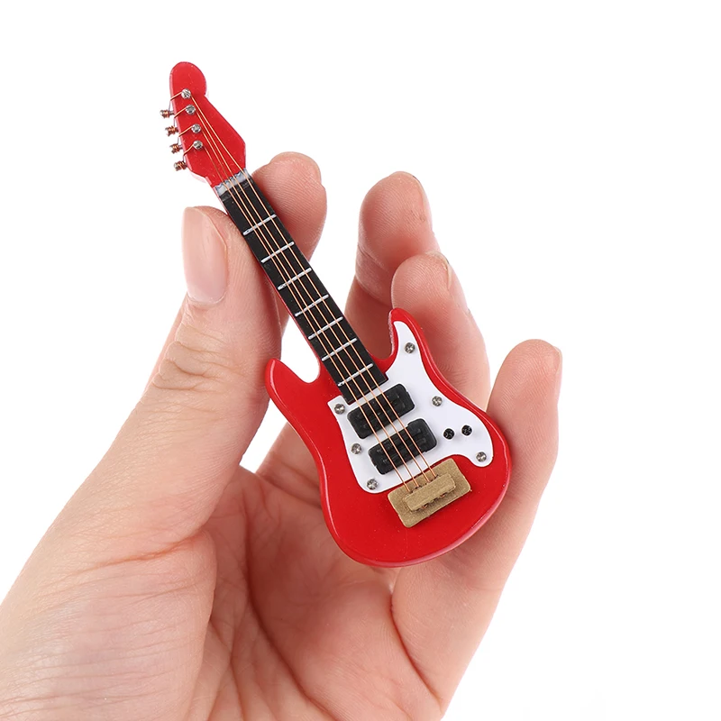 1:12 Miniatiūriniai Lėlių Muzikos instrumentų Elektrinė Gitara Vaikams Mokytis Švietimo Muzikinis Žaislas Namų Dekoro 4