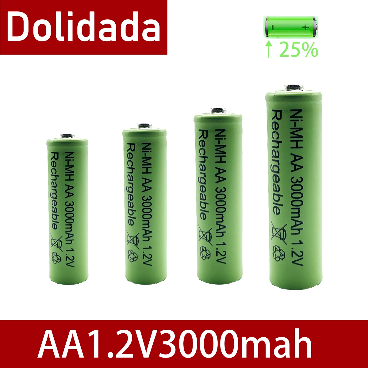 AA, 1.2 V 3000mAh NiMH 1.2 v Įkraunamas Baterijas Žalia baterija Sodo Saulės Šviesos diodų (LED žibintuvėlį, fakelą 0