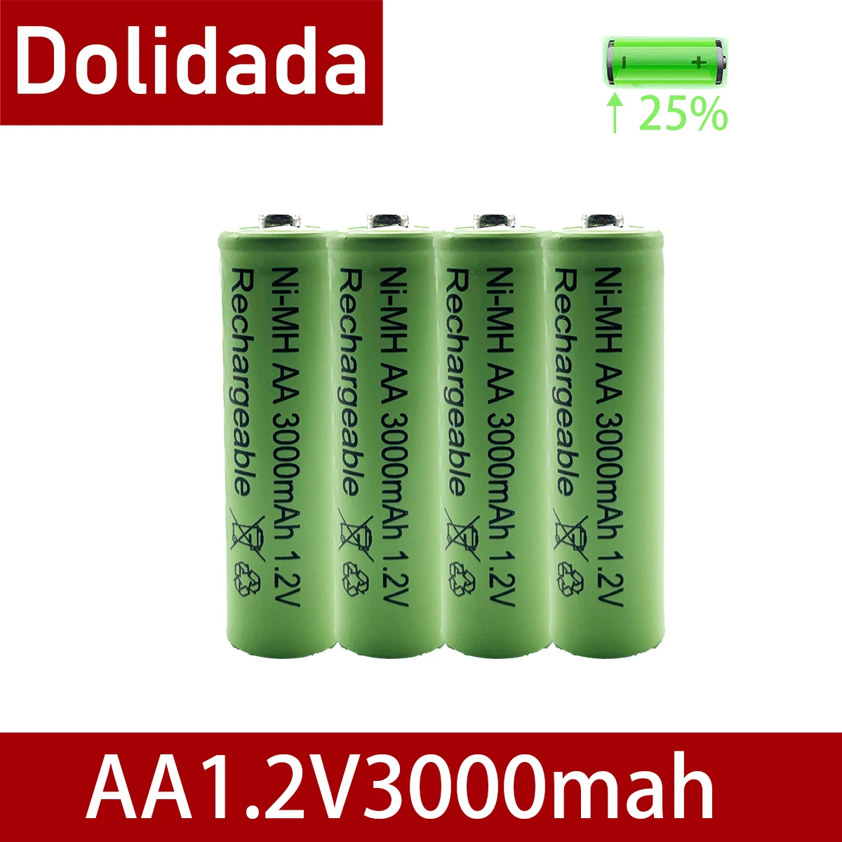 AA, 1.2 V 3000mAh NiMH 1.2 v Įkraunamas Baterijas Žalia baterija Sodo Saulės Šviesos diodų (LED žibintuvėlį, fakelą 1