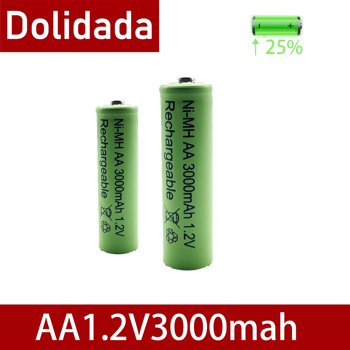 AA, 1.2 V 3000mAh NiMH 1.2 v Įkraunamas Baterijas Žalia baterija Sodo Saulės Šviesos diodų (LED žibintuvėlį, fakelą 2