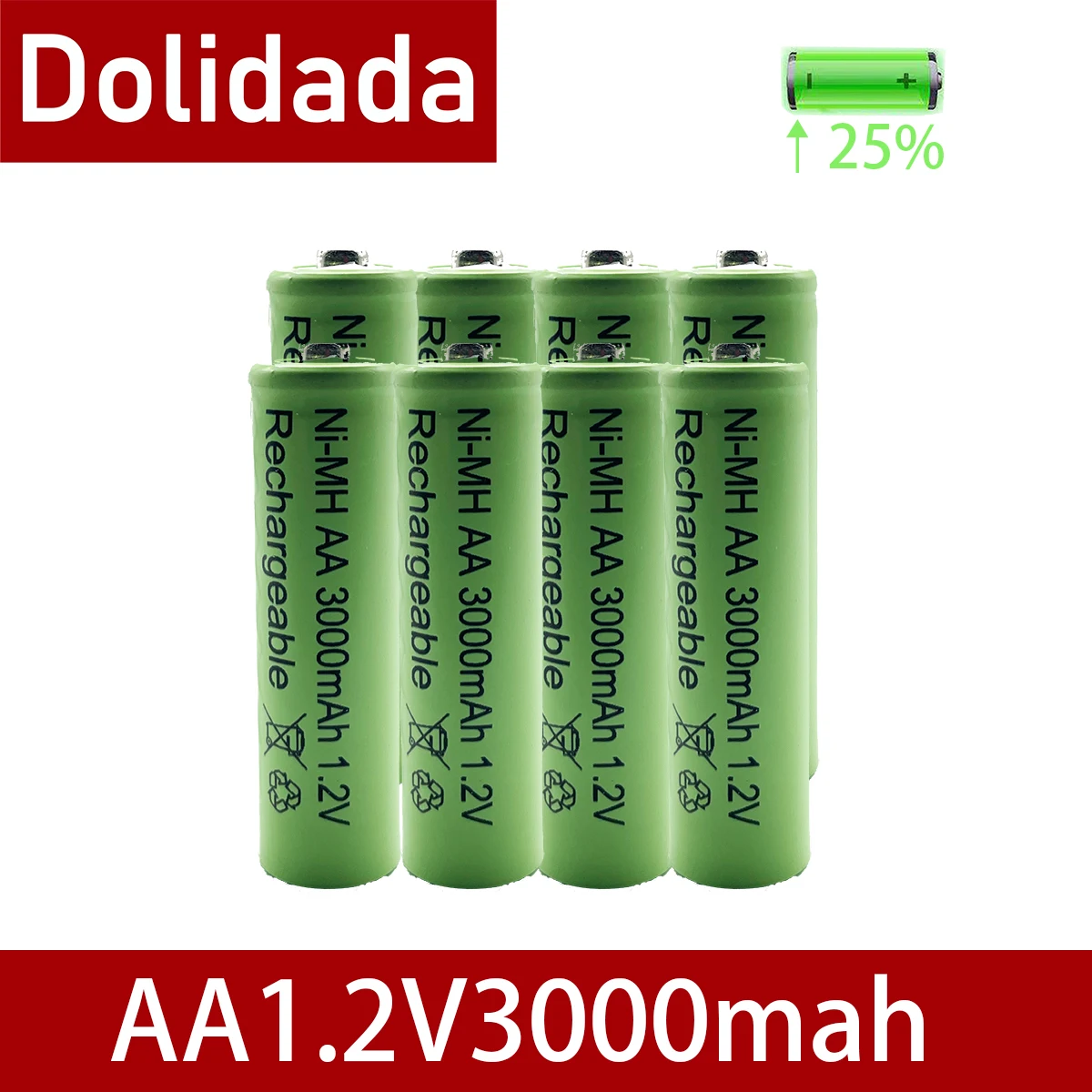 AA, 1.2 V 3000mAh NiMH 1.2 v Įkraunamas Baterijas Žalia baterija Sodo Saulės Šviesos diodų (LED žibintuvėlį, fakelą 3