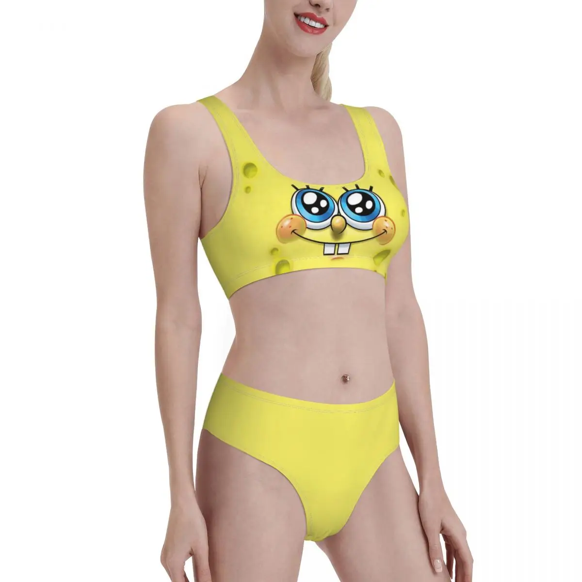 Bikini Sponge0 seksualus 2021 Moterų maudymosi kostiumėlį aukšto Juosmens moterų top karikatūros Moterų Paplūdimio drabužiai 1