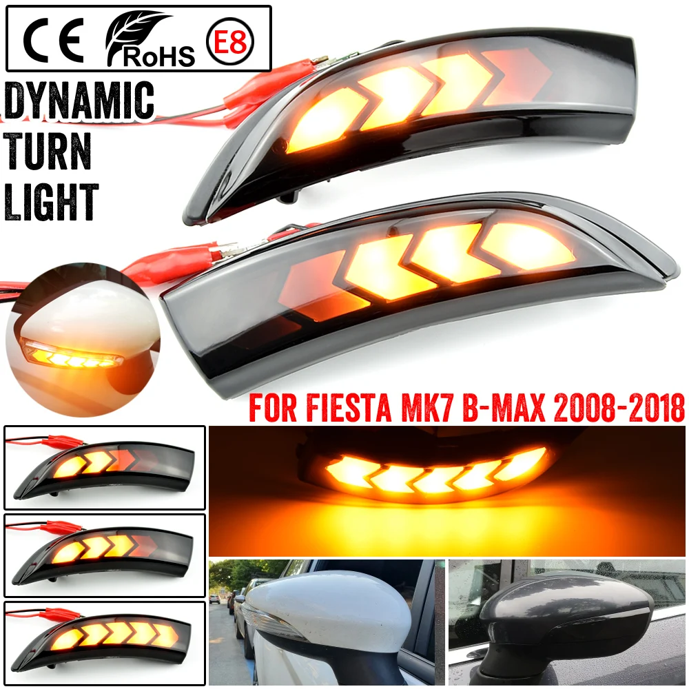 2xFlowing Posūkio Signalo Bicolor LED Šviesos Ford Fiesta 2008-2017 B-Max 2008-2017 Pusės galinio vaizdo Veidrodis Dinamiškas Indikatorius, Indikatorių 5