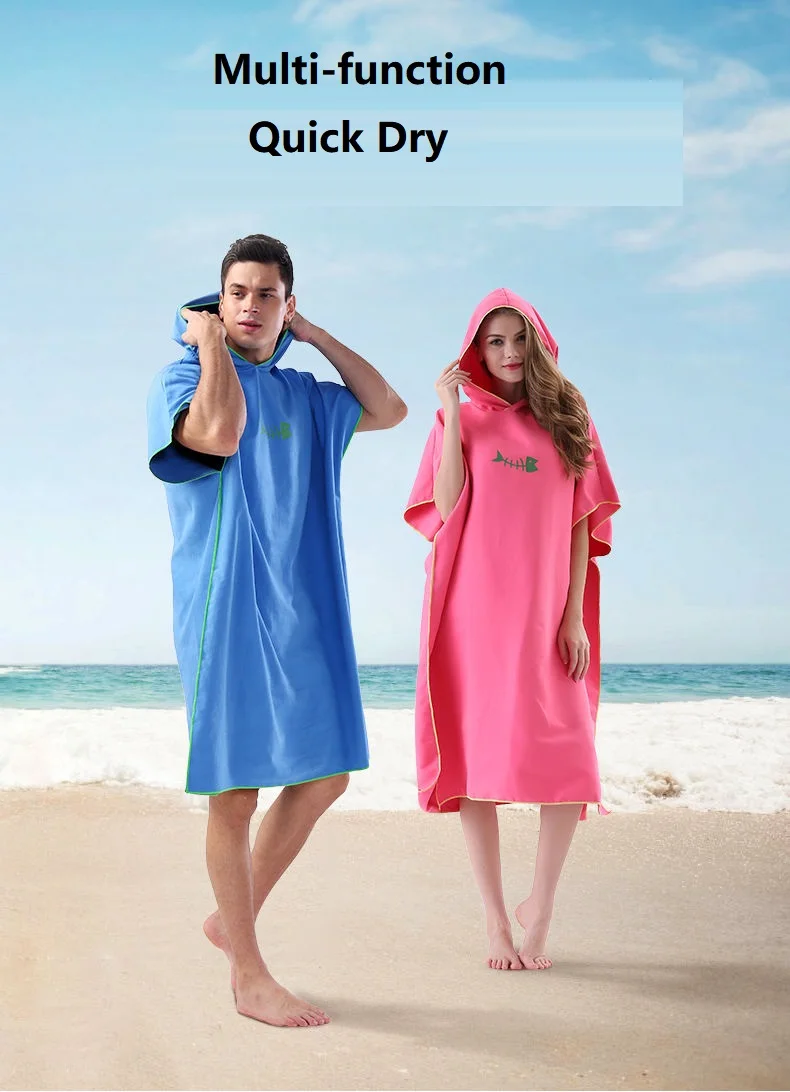 Chalatas su gobtuvu apsiaustu suaugusiųjų greitai džiūsta vonia rankšluostį vyrų ir moterų maudymosi kostiumą keitimas padengti paplūdimio rankšluostį 1