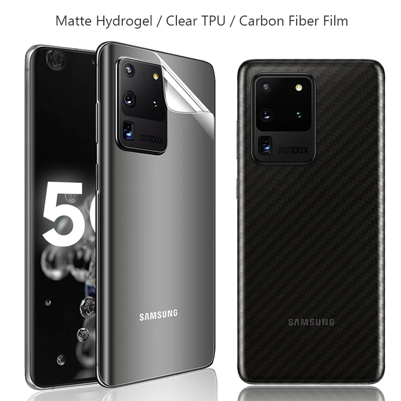 Screen Protector For Samsung Galaxy S20 FE S21 Ultra LTE S21+ Plius Lite 5G Minkštas Hidrogelio TPU / Anglies Pluošto Galinį Dangtelį Filmas 2