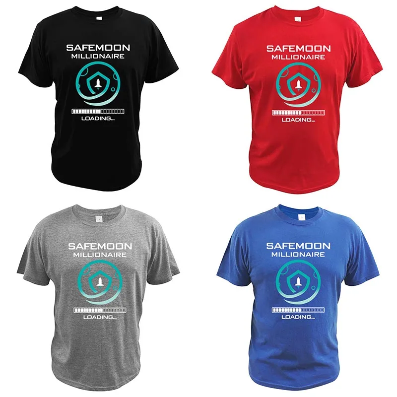 SafeMoon Milijonierius Pakrovimo T-Shirts Mėnulis Cryptocurrency Entuziastai Grafinis Tee Minkštas Medvilnės Viršuje EU Dydis 3