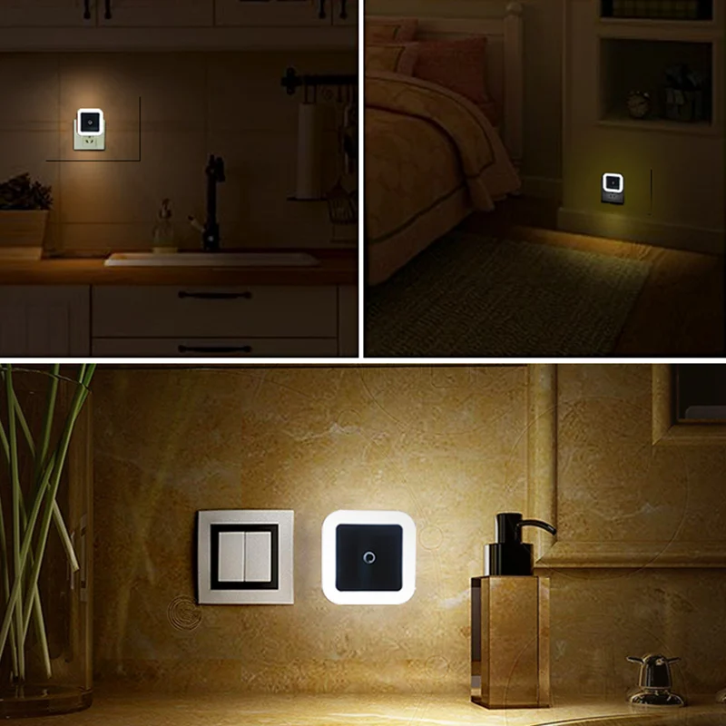 Belaidžio Šviesos Jutiklis LED Nakties Šviesos ES MUMS Plug Mini Kvadratinių Naktį Žibintai Kūdikio Kambarį Miegamojo, Koridoriaus naktinė lempa Lempos 0
