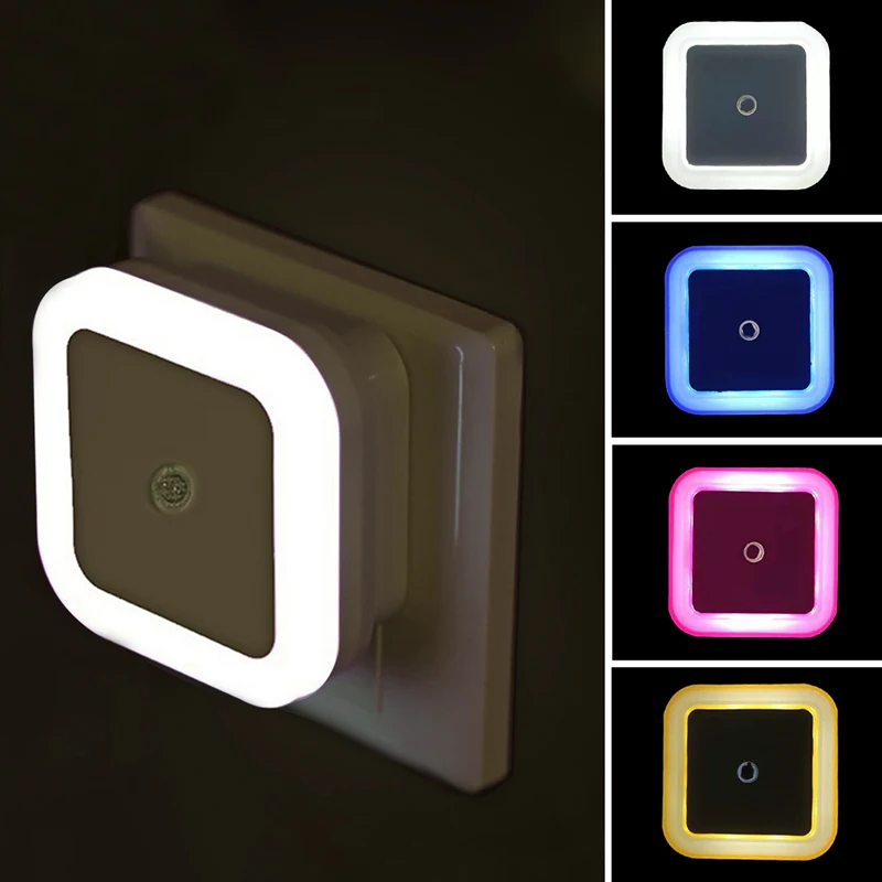 Belaidžio Šviesos Jutiklis LED Nakties Šviesos ES MUMS Plug Mini Kvadratinių Naktį Žibintai Kūdikio Kambarį Miegamojo, Koridoriaus naktinė lempa Lempos 1