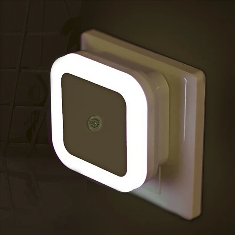 Belaidžio Šviesos Jutiklis LED Nakties Šviesos ES MUMS Plug Mini Kvadratinių Naktį Žibintai Kūdikio Kambarį Miegamojo, Koridoriaus naktinė lempa Lempos 5
