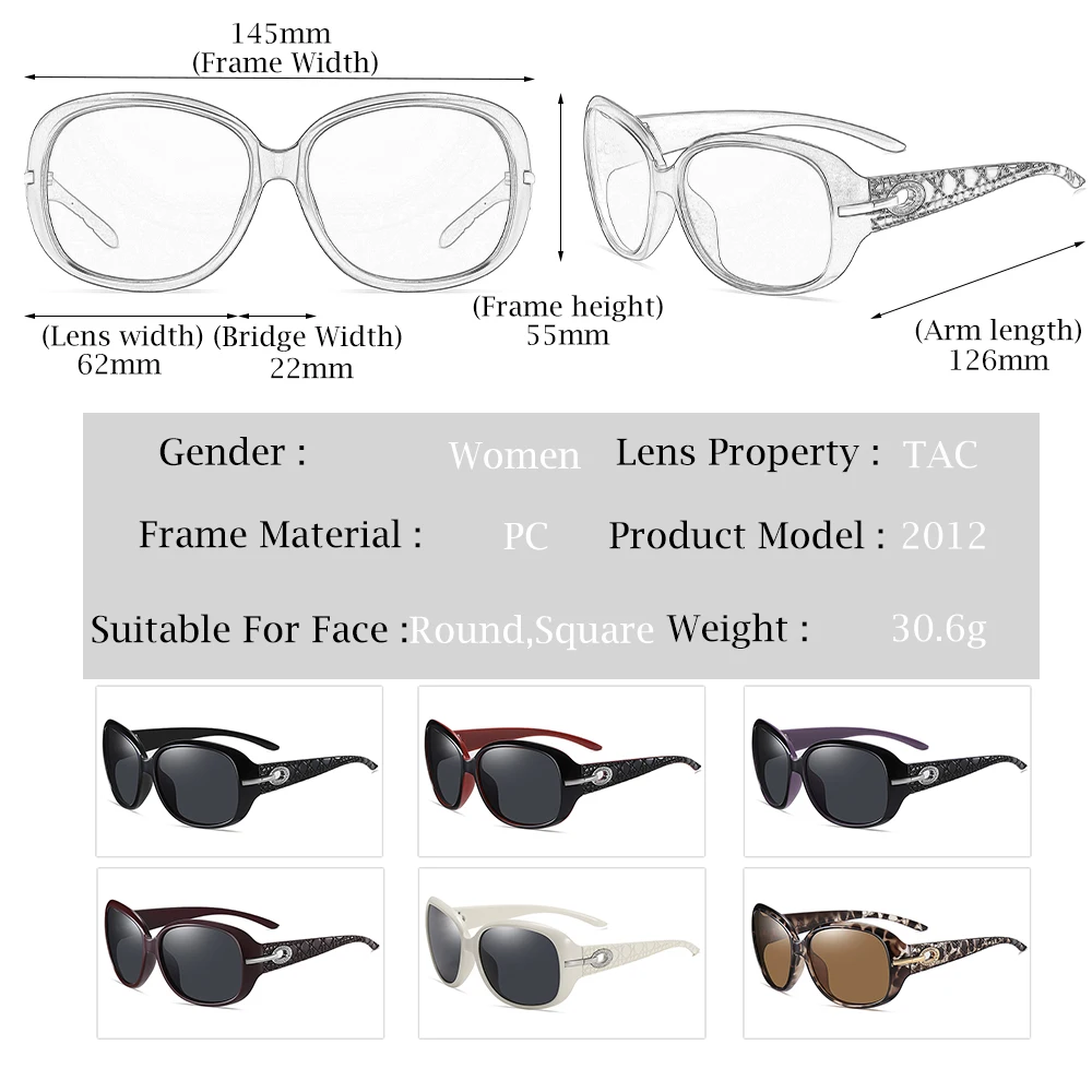 2020 Nauji Akiniai nuo saulės Moterų Poliarizuoti Saulės akiniai 2012 Diamond Mados Klasikinis Didelis Rėmo Akiniai Moterų Derliaus oculos de sol 2
