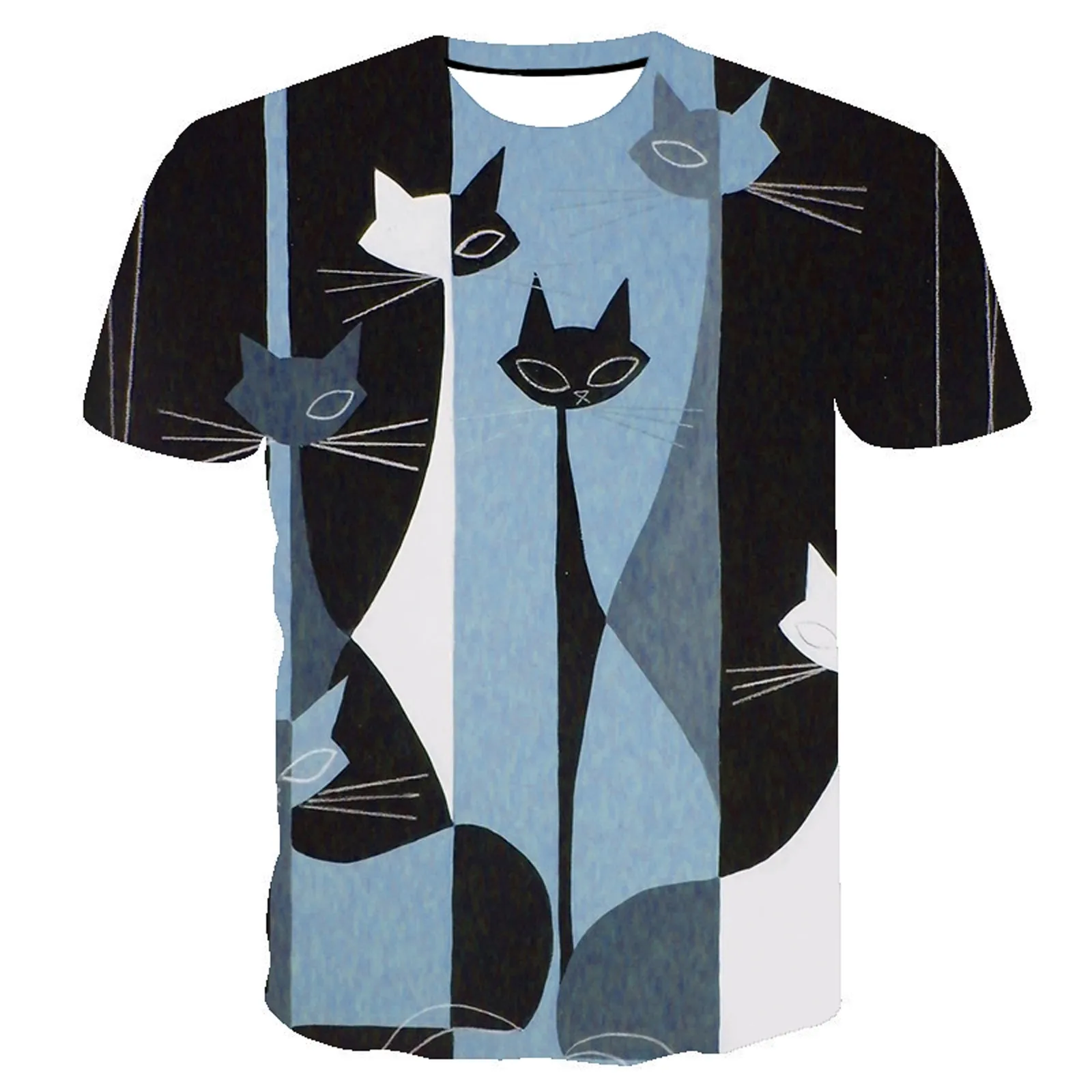 Harajuku Animaciją Kačių Spausdinti Marškinėliai Moterims trumpomis Rankovėmis O Kaklo Laisvus Marškinėlius 2021 M. Vasaros Atsitiktinis Viršūnes Moterų Camisetas Mujer #T2P 2