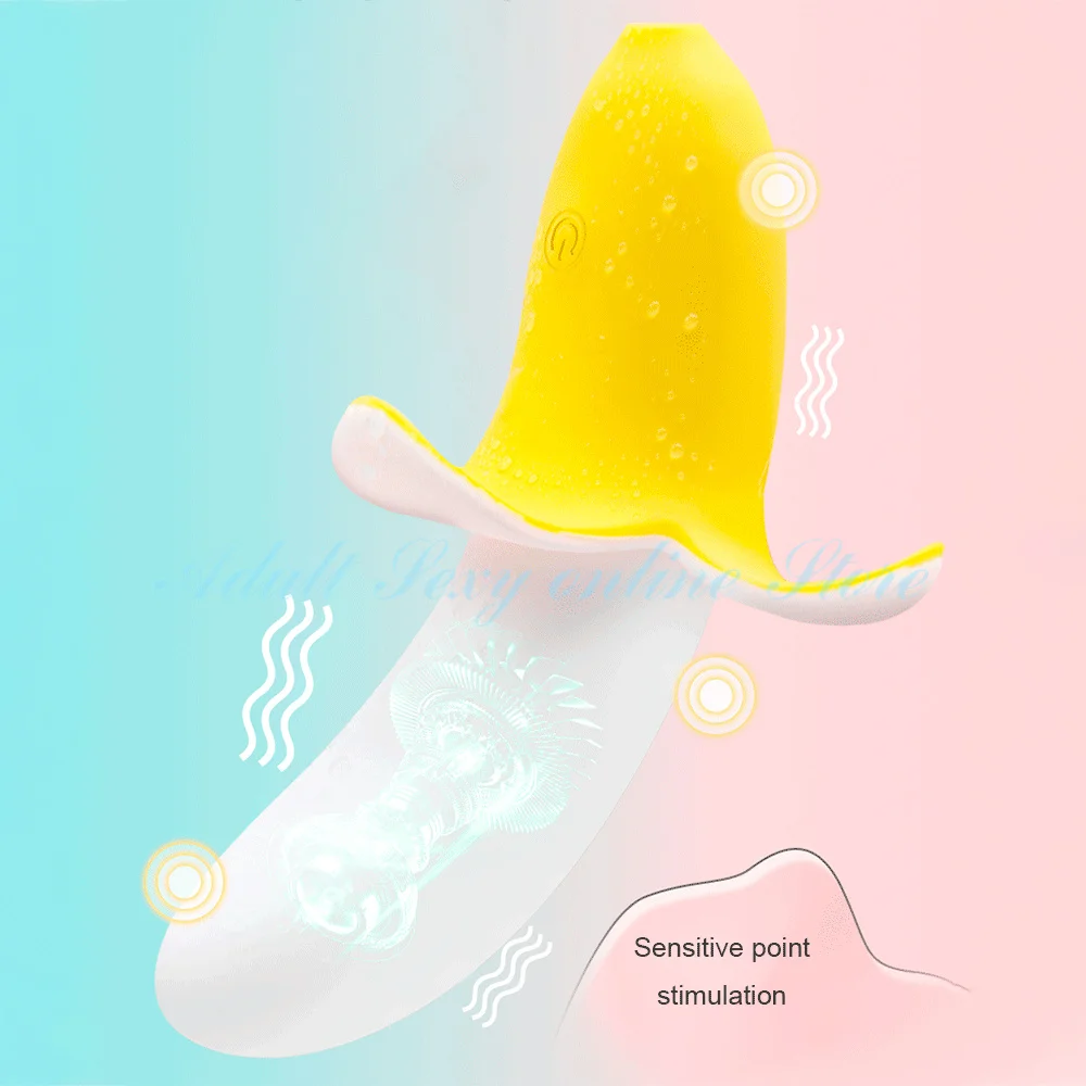 Bananų formos Klitorio Vibratorius G-spot Makšties Stimuliatorius Minkštas Silikoninis Dildo Moterų Masturbator Mielas Suaugusiųjų Sekso Žaislas, skirtas Moters 3