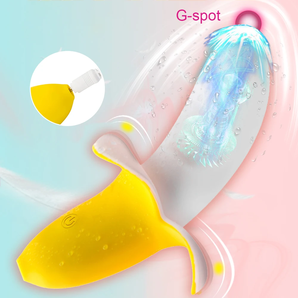 Bananų formos Klitorio Vibratorius G-spot Makšties Stimuliatorius Minkštas Silikoninis Dildo Moterų Masturbator Mielas Suaugusiųjų Sekso Žaislas, skirtas Moters 5
