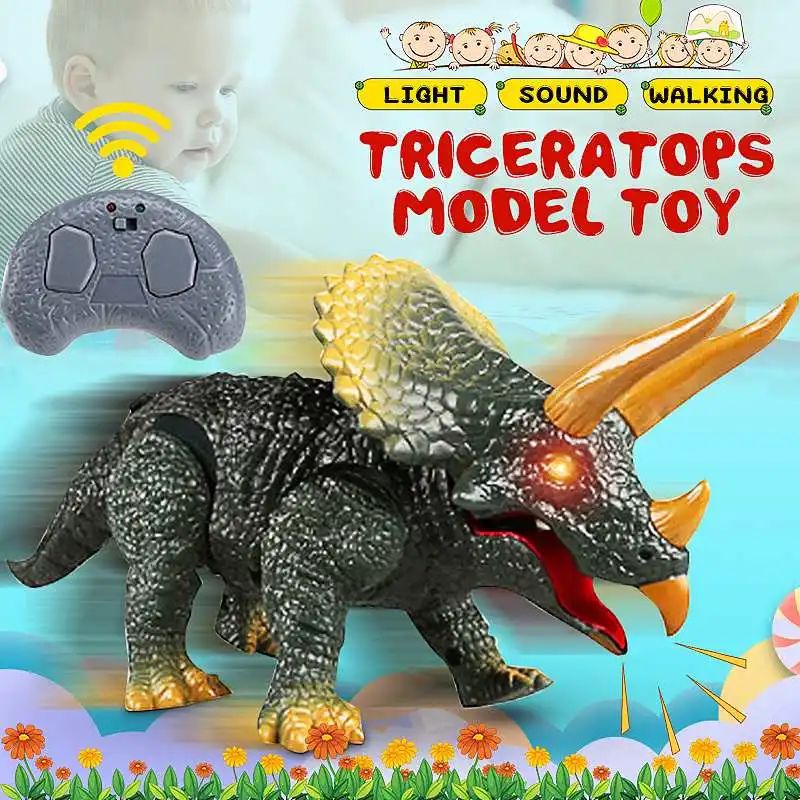 Triceratopsas Dinozaurų Žaislas Modeliu Nuotolinio Valdymo Berniukas Vaikas Dinozaurų Pasaulyje tvarkyti Vaikų, Gyvūnų Žaislai Dovana 4