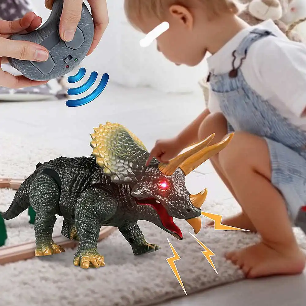 Triceratopsas Dinozaurų Žaislas Modeliu Nuotolinio Valdymo Berniukas Vaikas Dinozaurų Pasaulyje tvarkyti Vaikų, Gyvūnų Žaislai Dovana 5