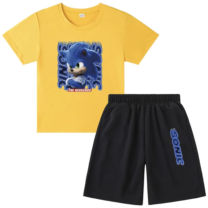 Vaikai Berniukai Sonic T-shirt Mergina Animacinių filmų Topai Mielas Kūdikis Medvilnės Nustatyti, 2021 M. Vasaros Drabužių Bamblys Mados T Marškiniai, Kostiumas Vaikams Costum 5