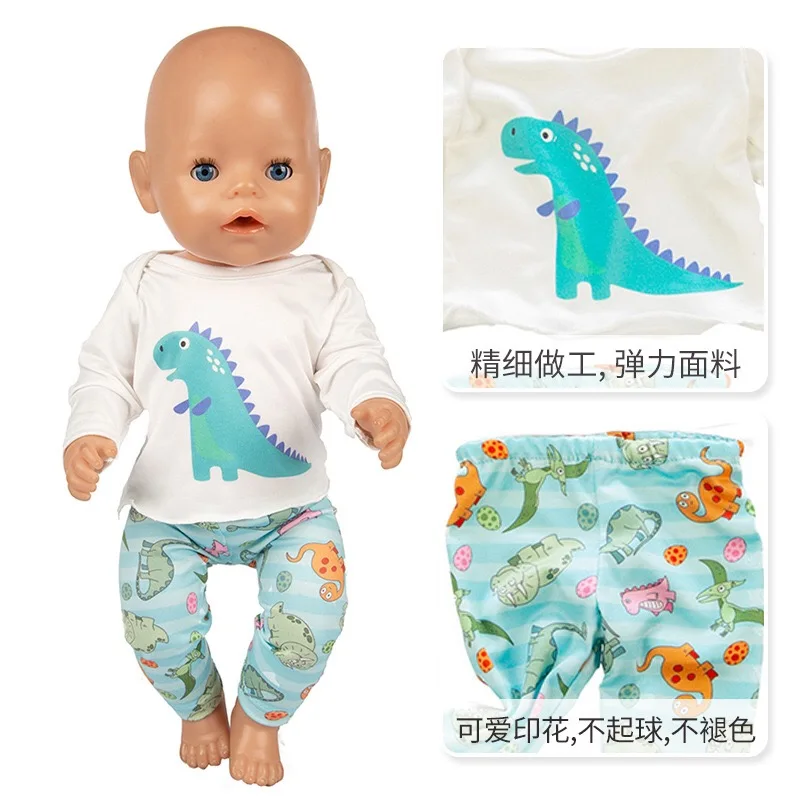 Karšto Pardavimo Tinka 17 colių 43cm Baby Naujas Gimęs Lėlės Drabužių Priedai 2 Nustatyti Varlė Dinozaurų Drabužiai, Kelnės Kūdikio Gimtadienio Dovana 0