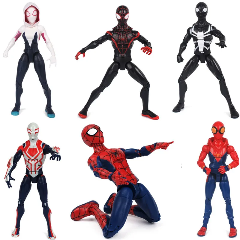 Originali 18cm SpidermanModel Kilnojamojo Lėlės Voras Mergina Gwen Stacy Venom Black žmogus-Voras Km Morales Vaikų Žaislas 5