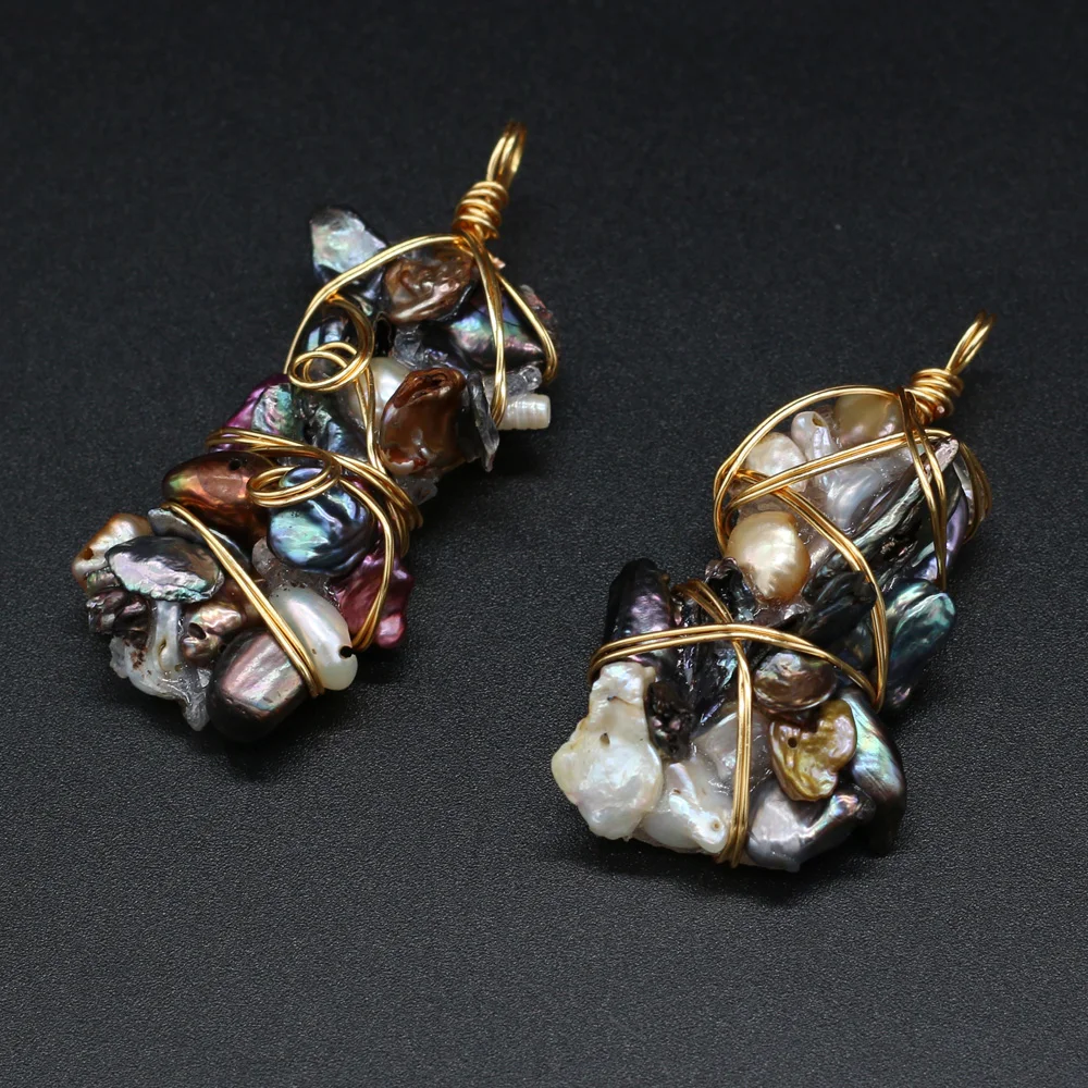 Bauda Natūralių Gėlavandenių Perlų Karolius, Reiki Gydo Aukso Spalvos Wire Wrap Perlų Papuošalai Priėmimo 