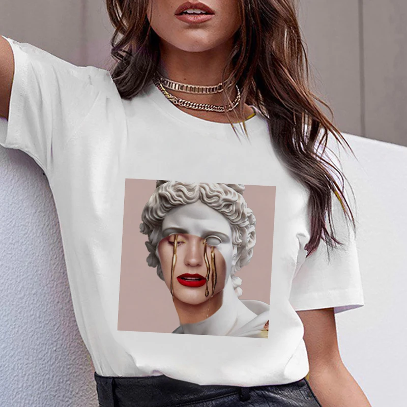 Medusa Art Grafikos Spausdinimo Moterims Palaidinės 2020 Naujas Vasaros Mados Vintage Marškinėliai Harajuku Estetinės Korėjos Atsitiktinis Baltos Viršūnės Blusas 1